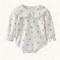 Long-sleeve bodysuit with Peter Pan collar and print, front view