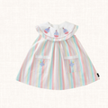 Pastel striped dress with sailor collar, front view