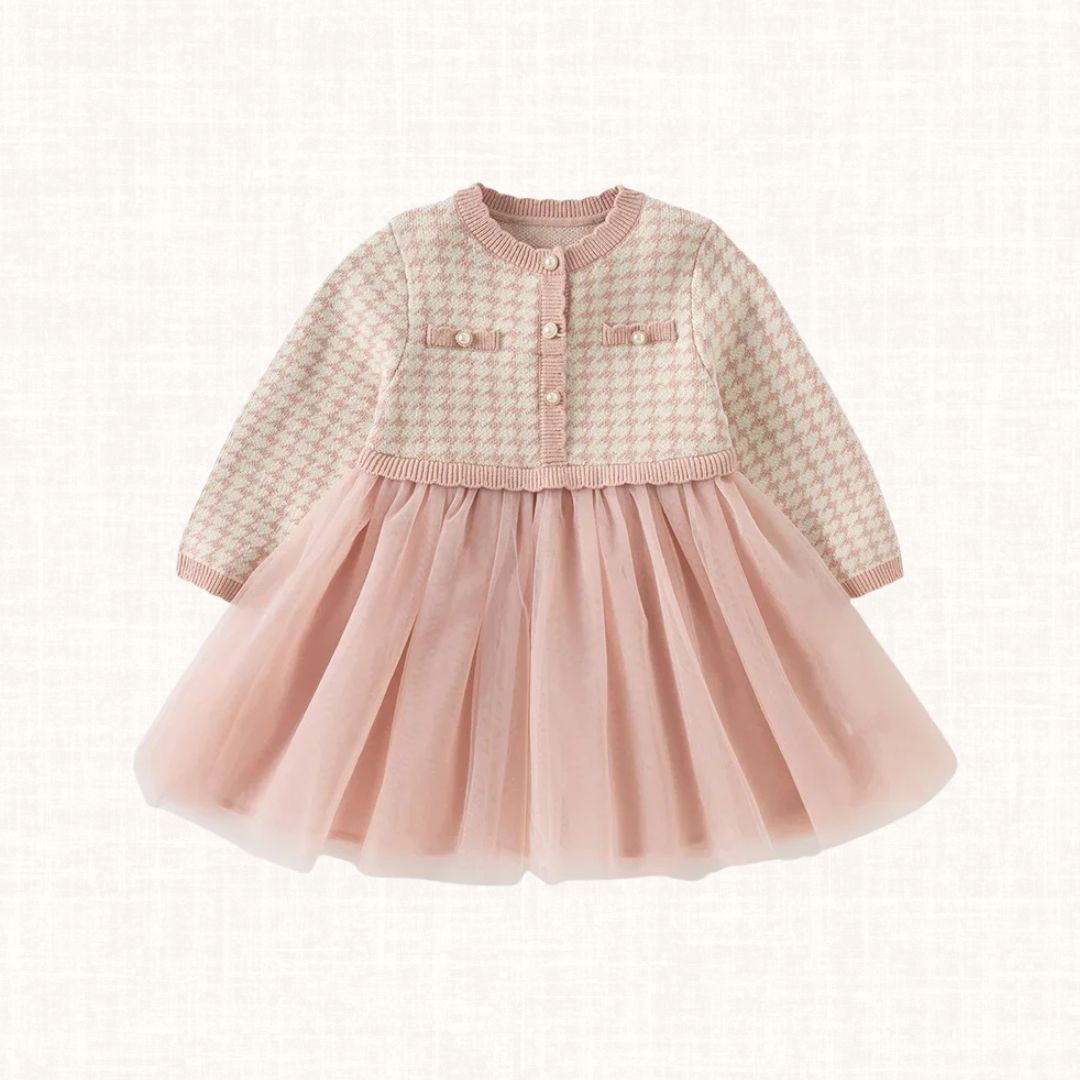 Caterina – Pink Tweed & Tulle Dress