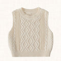Off-white cable-knit vest, front view