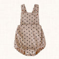 Ribbed romper with black polka-dot print, front view