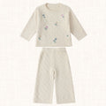 Knit sweater and wide-leg pants set, front view