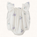 Floral embroidered romper with flutter sleeves, baby sizes
