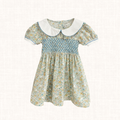 Floral print dress with white Peter Pan collar, front view