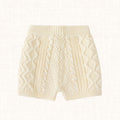 Off-white cable-knit shorts, front view