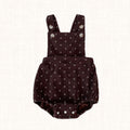 Brown ribbed romper with polka-dot print, front view