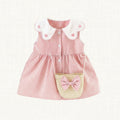 Pink gingham dress with white Peter Pan collar, front view